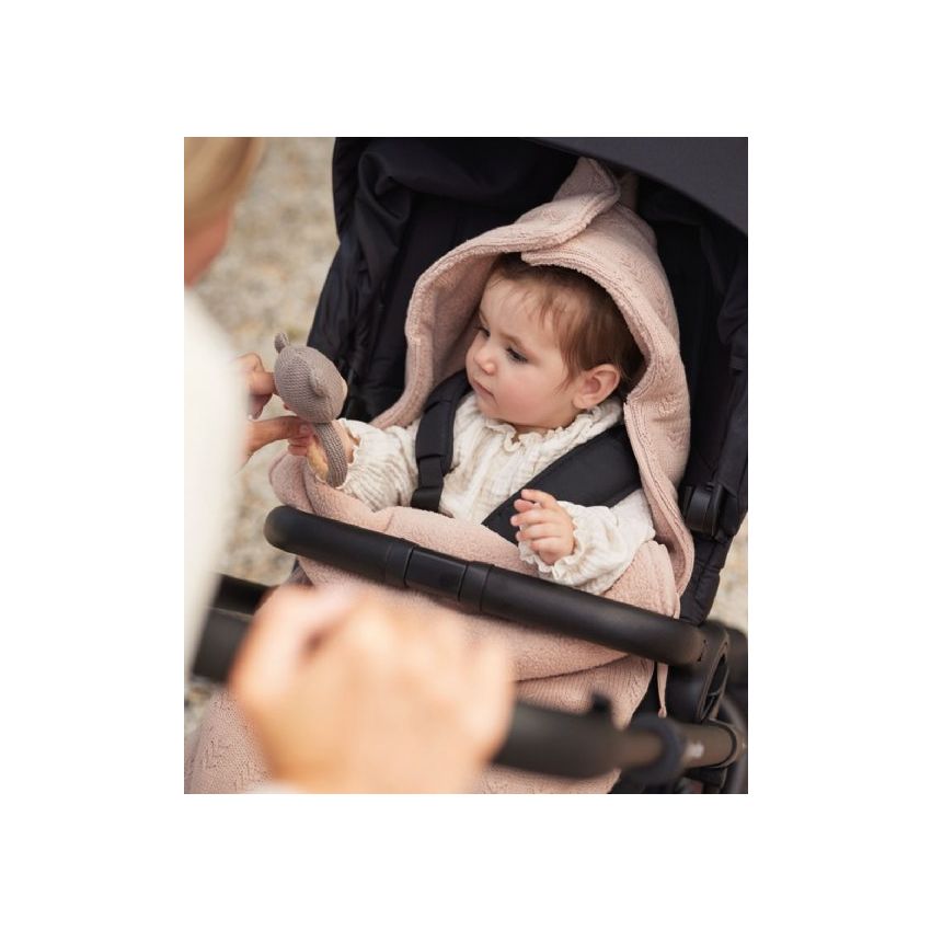 Jollein - Autoschale Fusssack Strickoptik Grain Wild Rose