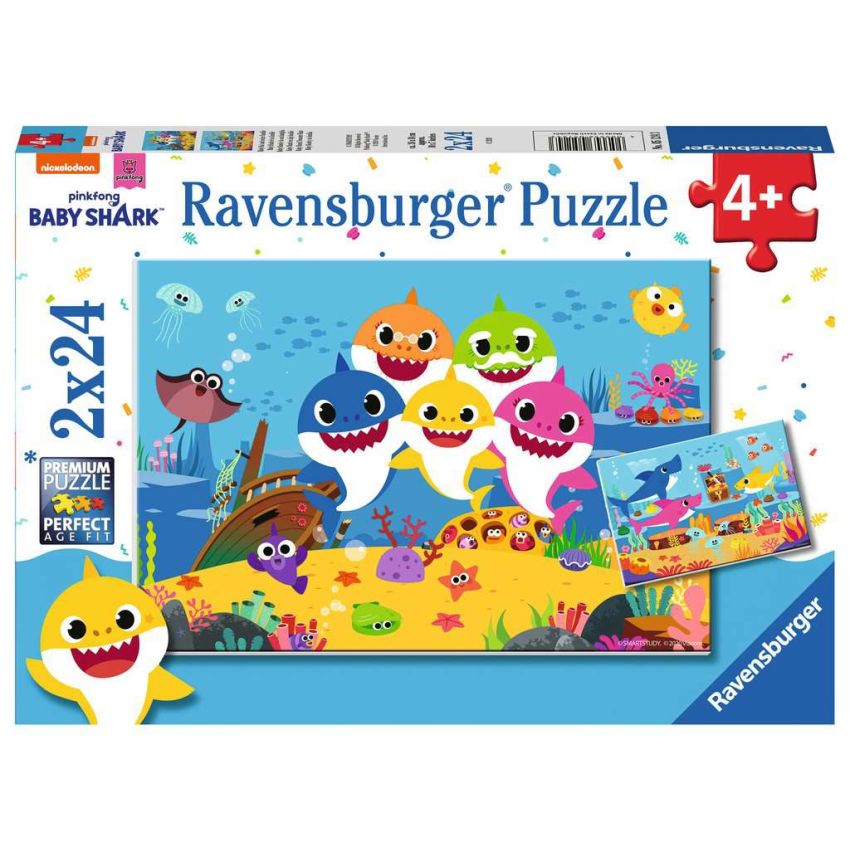Ravensburger - Kinderpuzzle Baby Shark, Baby Hai und seine Familie