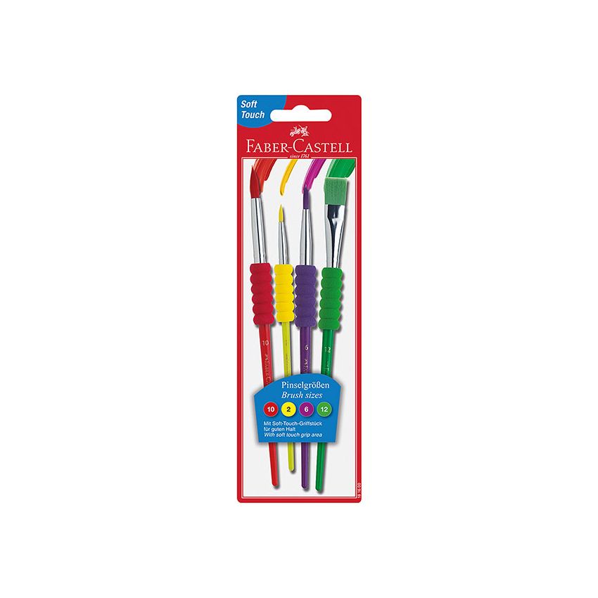 Faber-Castell - Pinsel mit Softtouch-Griffstück, 4er Set