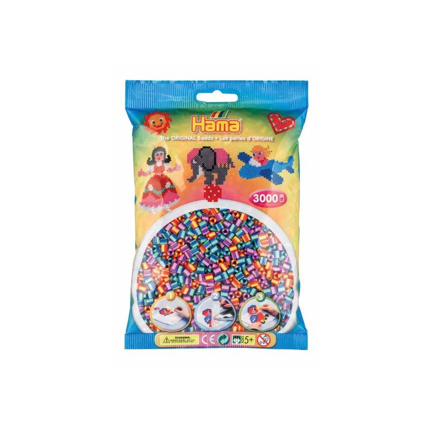 Hama - Midi Bügelperlen gestreiften Perlen 3000 Stk türkis/lila/orange