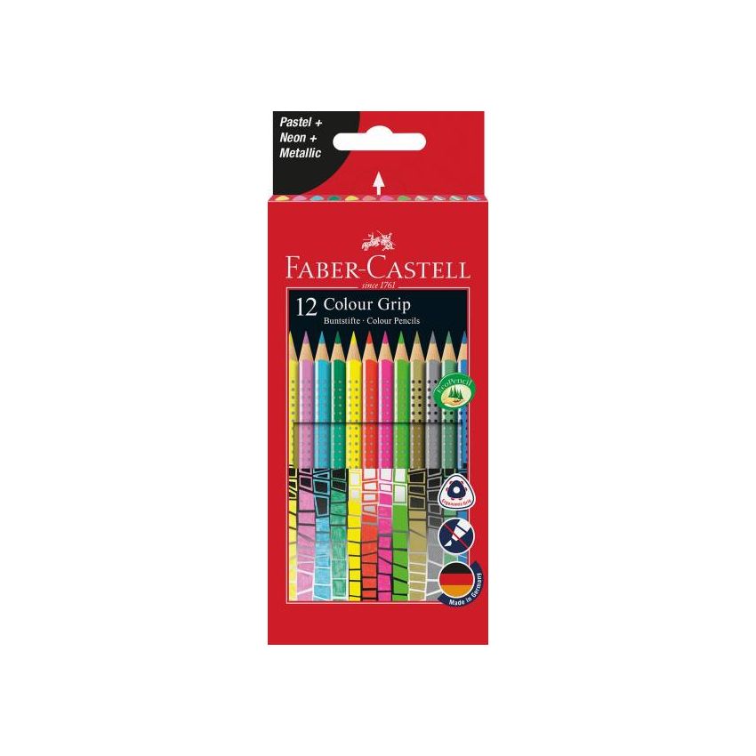 Faber-Castell - Farbstifte Colour Grip 12er Set Pastell Neon