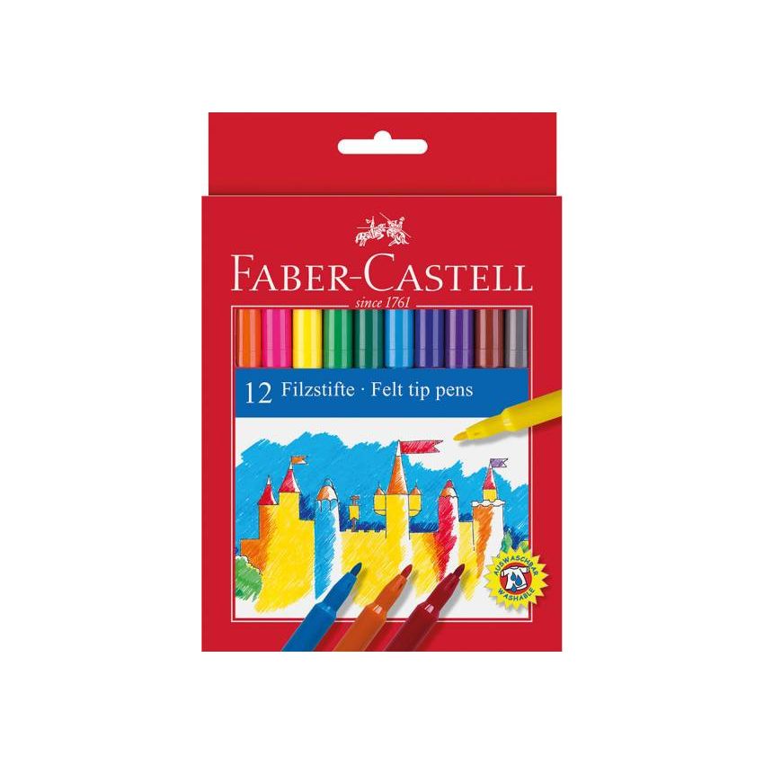 Faber-Castell - Fasermaler, 12er Kartonetui