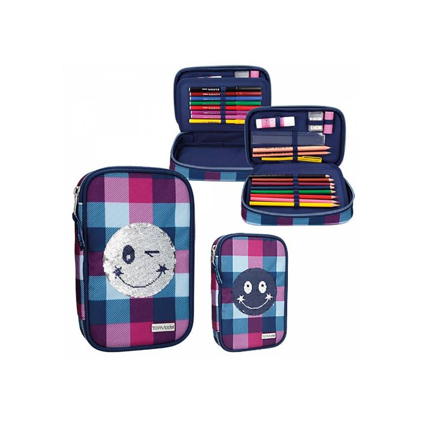 TOPModel - Schlamperetui, Smiley mit Pailletten