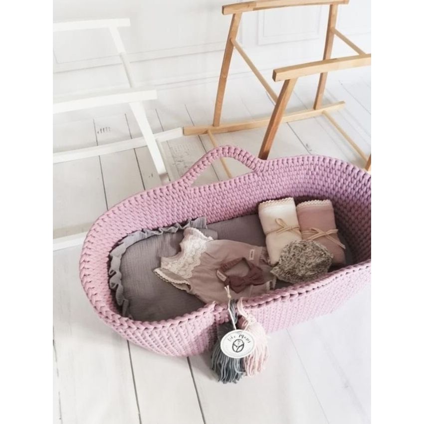 Like Moses - Moseskorb Lila mit Kissen und Bettwäsche dusty lila