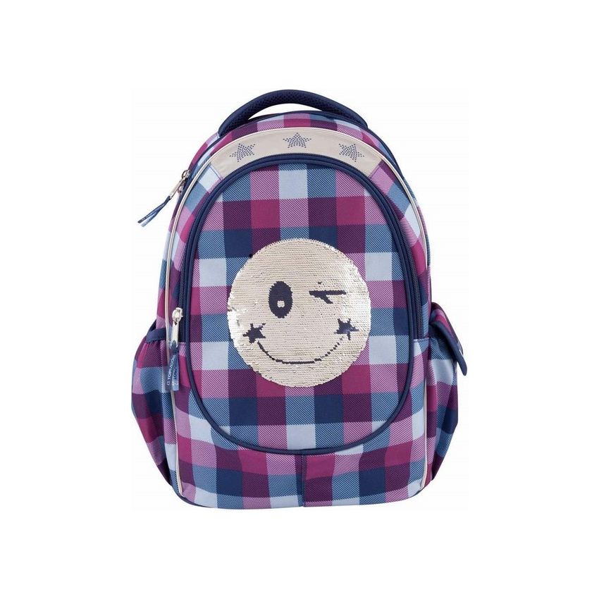 TOPModel - Schulrucksack Pailletten Smiley blau