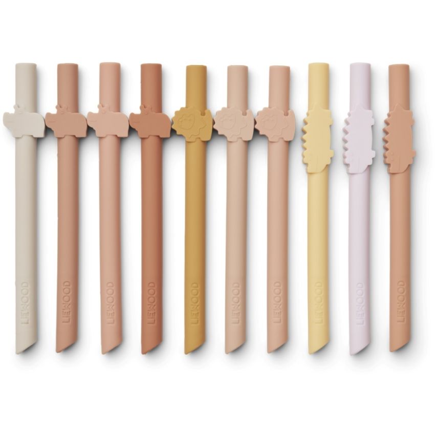 LIEWOOD - Badu Silikon Trinkhalme Set Safari Rose Mix