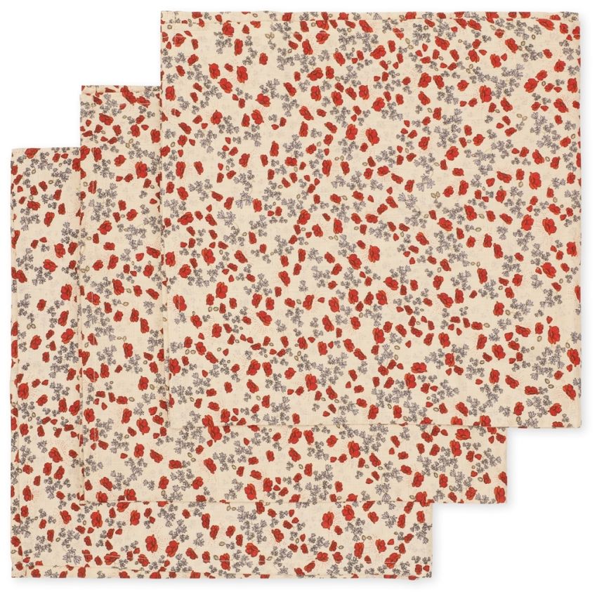 Konges Sløjd - 3er Set Muslin Swaddle Mohnblume