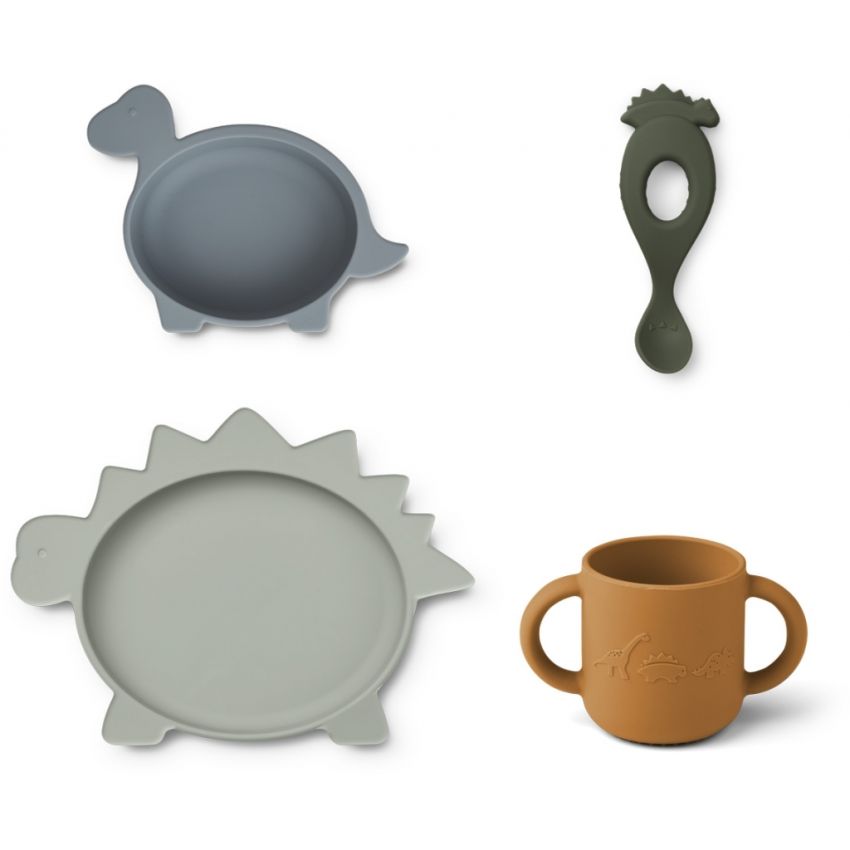 LIEWOOD - Vivi Geschirrset 4-teilig Dino Blue Mix