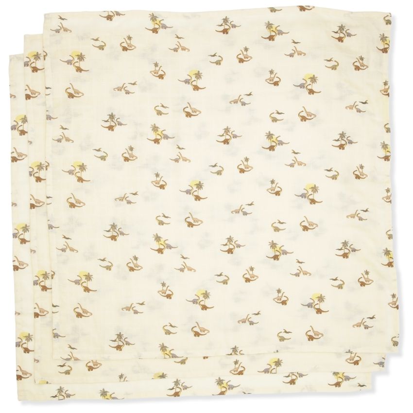 Konges Sløjd - 3er Set Muslin Swaddle Kubi Dino