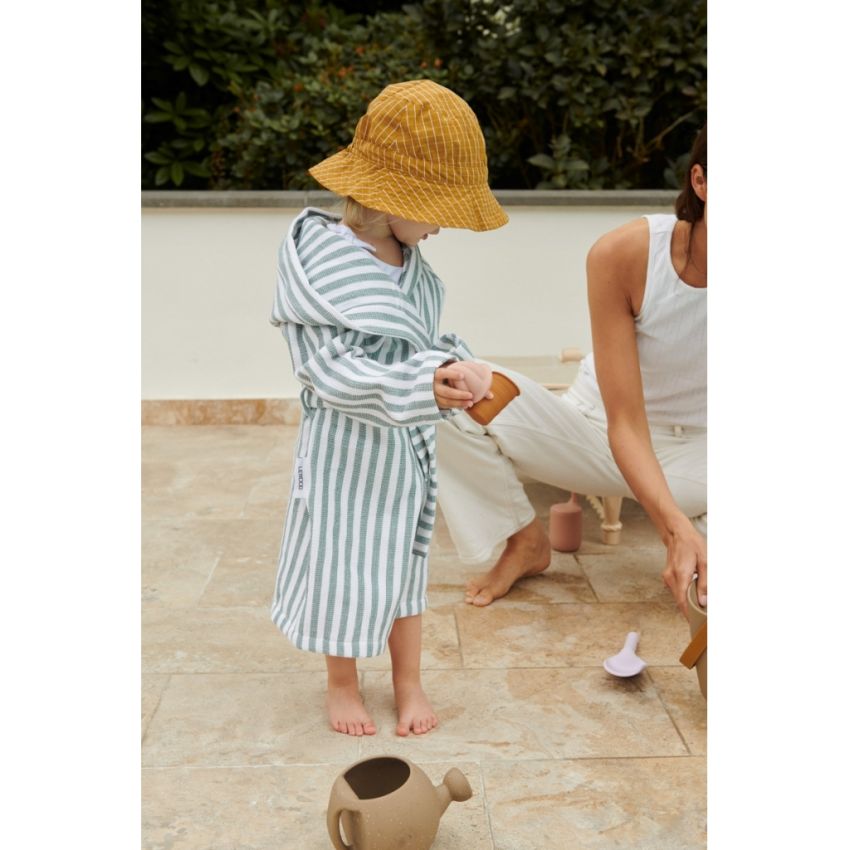 LIEWOOD - Gray Wellness Bademantel Waffelstoff Peppermint - Weiss