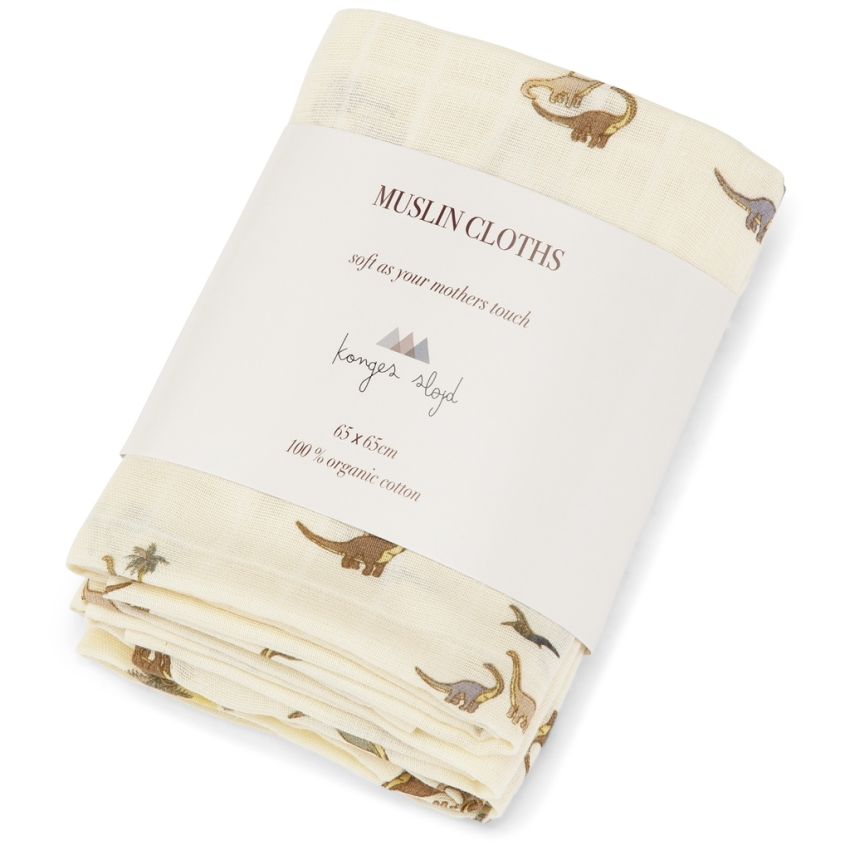 Konges Sløjd - 3er Set Muslin Swaddle Kubi Dino