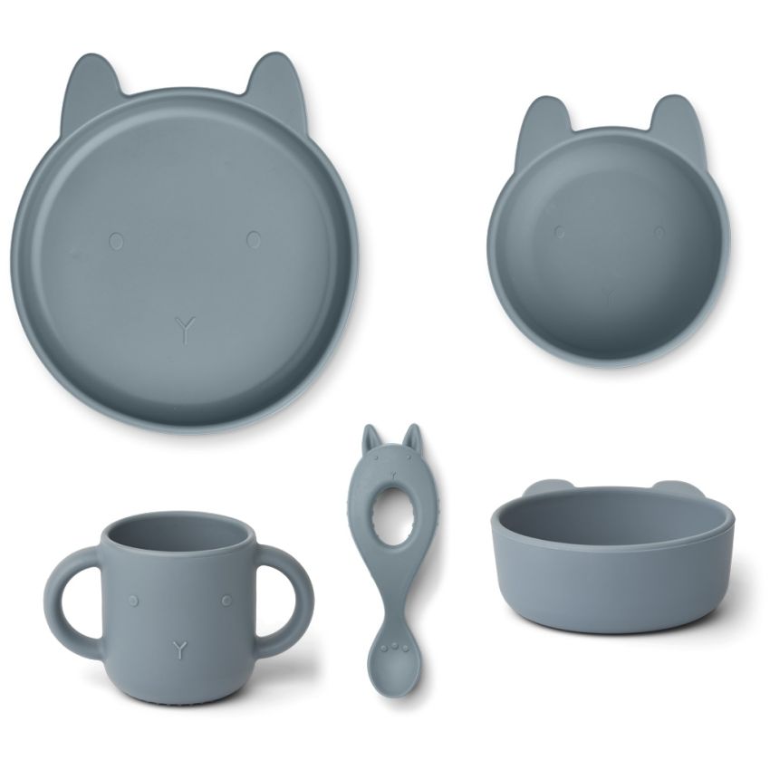LIEWOOD - Vivi Geschirrset 4-teilig Rabbit Whale Blue