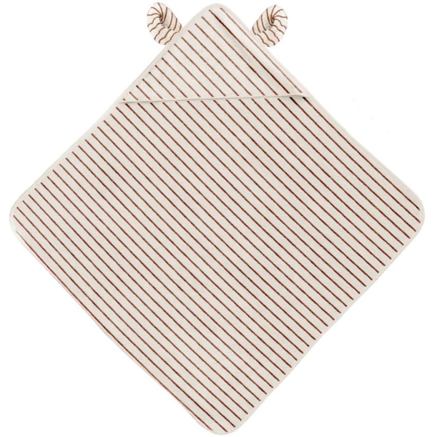 Konges Sløjd - Terry Kapuzenbadetuch Striped Biscuit