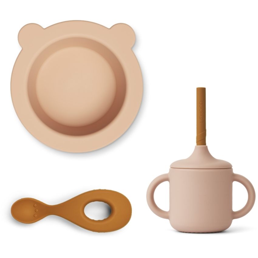 LIEWOOD - Kali Silikon Saugnapf Geschirrset Rose Mix