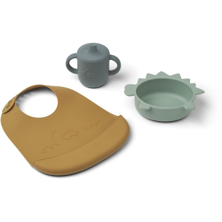 LIEWOOD - Connor Silikon Dinnerset Dino Peppermint Mix