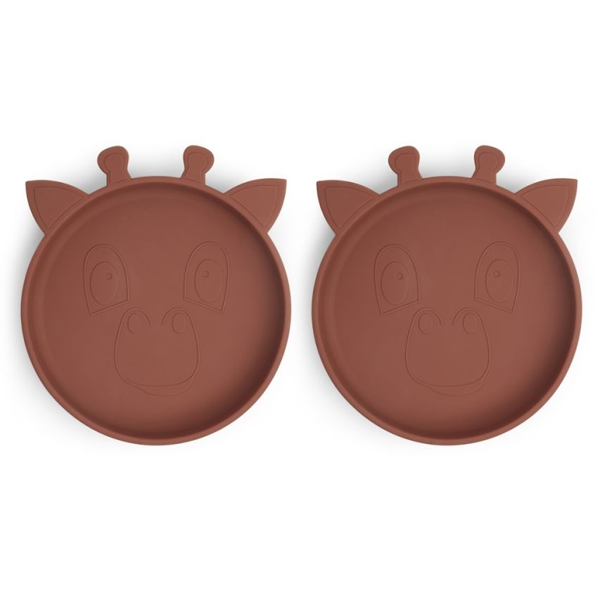 nuuroo - Akila Silikon Tellerset Giraffe Mahogany