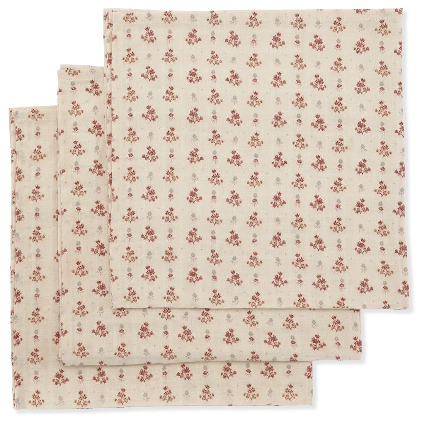 Konges Sløjd - 3er Set Muslin Swaddle Vintage Floral Red