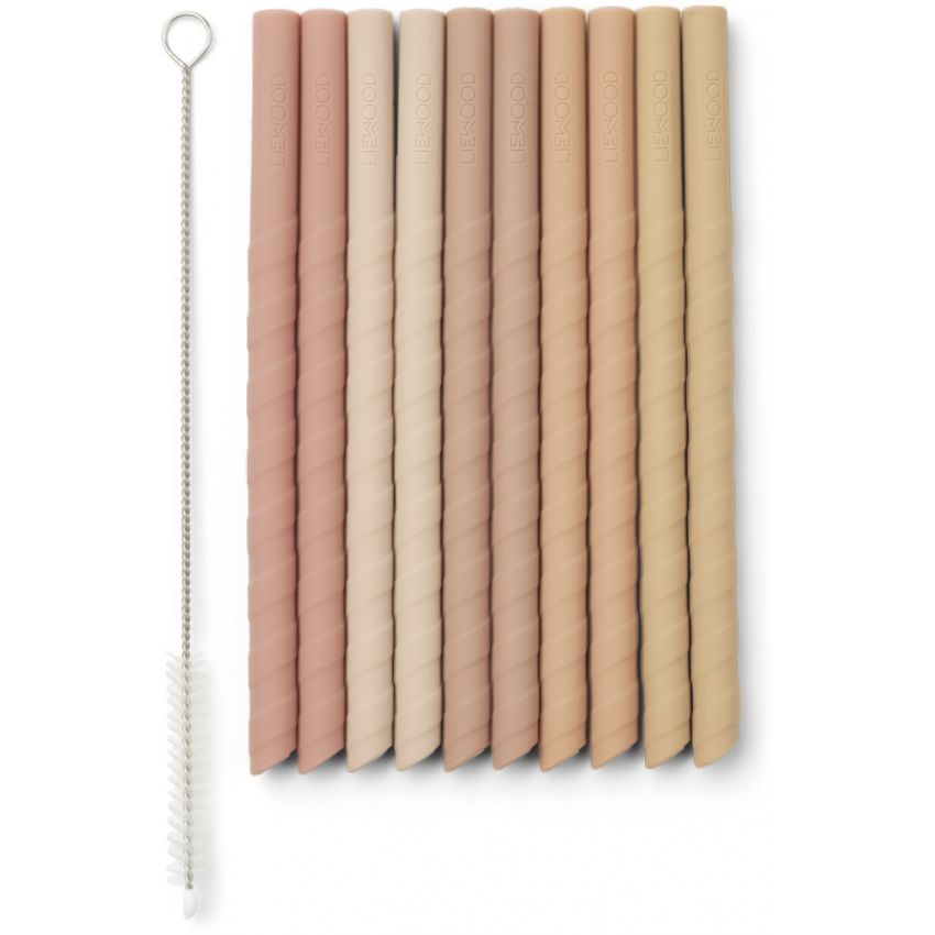 LIEWOOD - Timoti Set Silikon Trinkhalme Dark Rose Mix