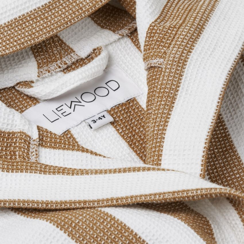 LIEWOOD - Gray Wellness Bademantel Waffelstoff Caramel - Weiss