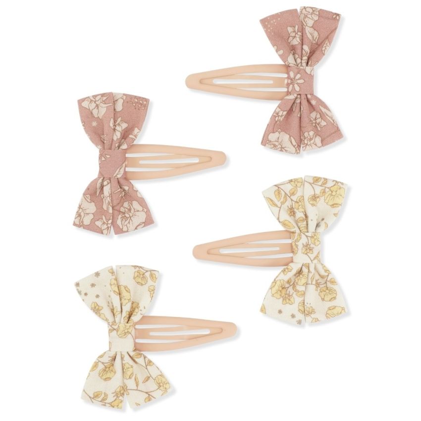 Konges Sløjd - Haarclips Mäschchen Bow Blümchen Rosa - Gelb