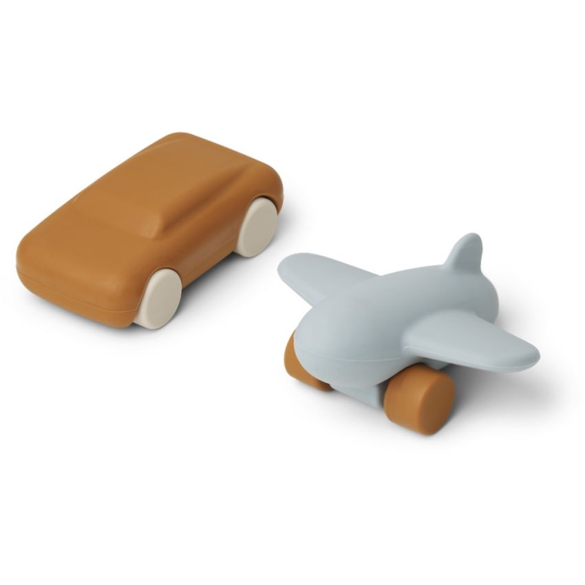 LIEWOOD - Kevin Spielzeugset Auto & Flugzeug Mustard / Sea Blue