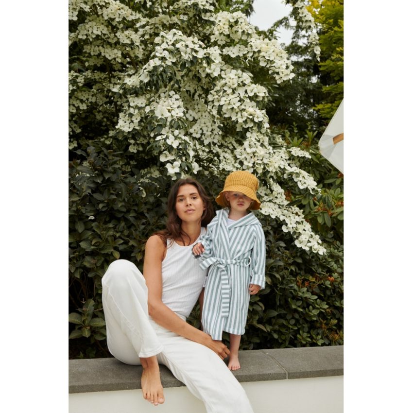 LIEWOOD - Gray Wellness Bademantel Waffelstoff Peppermint - Weiss