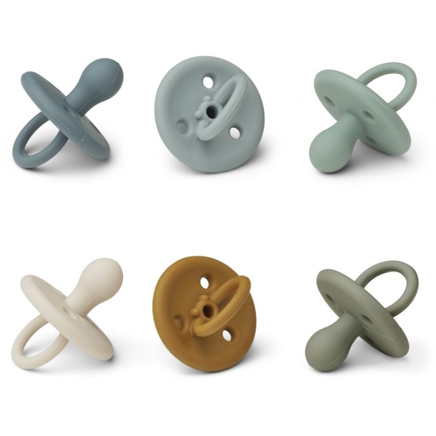 LIEWOOD - 6er Set Silikon Schnuller Set Paula Blue Mix