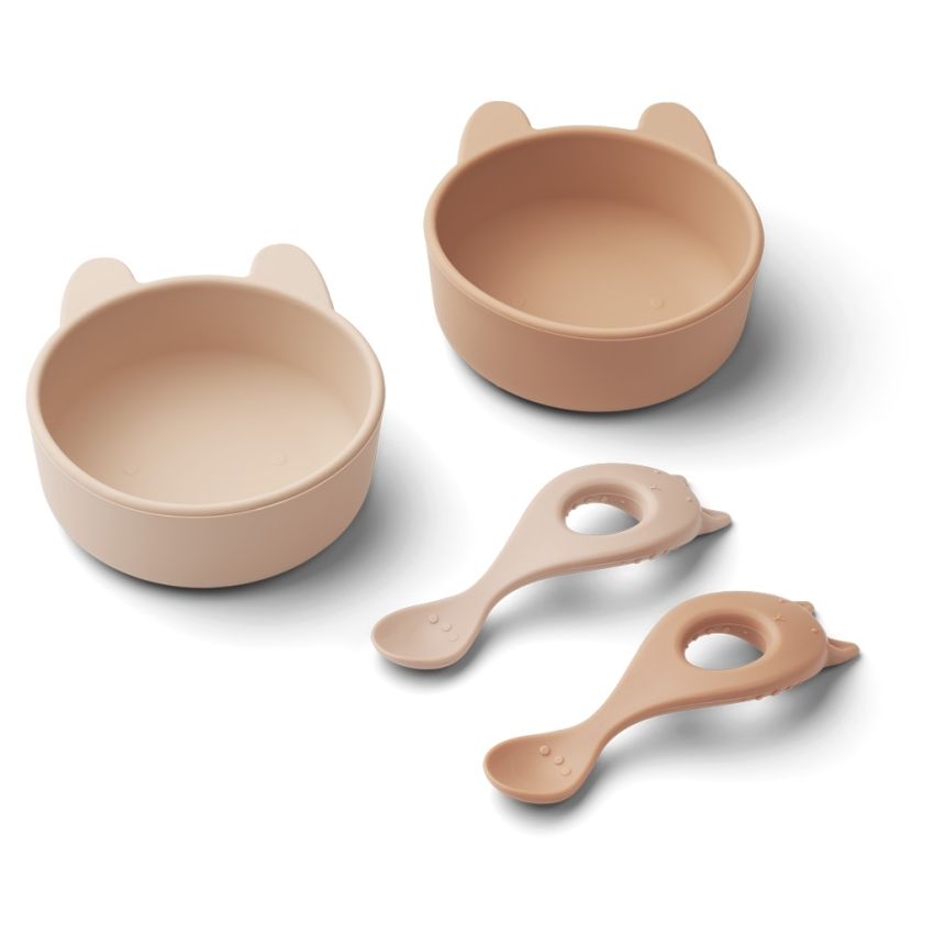 LIEWOOD - Evan Schale & Löffel Set Rabbit Rose Mix