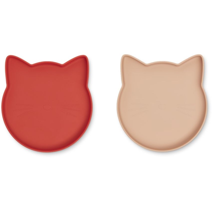 LIEWOOD - Silikon Teller Set Marty Cat Apple Red / Rose