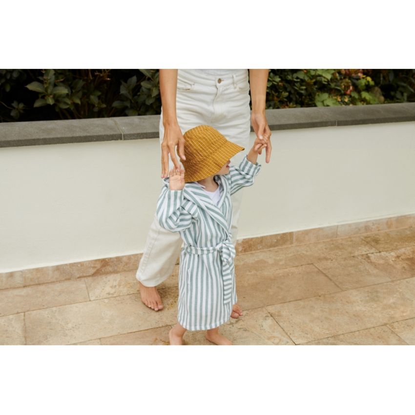 LIEWOOD - Gray Wellness Bademantel Waffelstoff Peppermint - Weiss