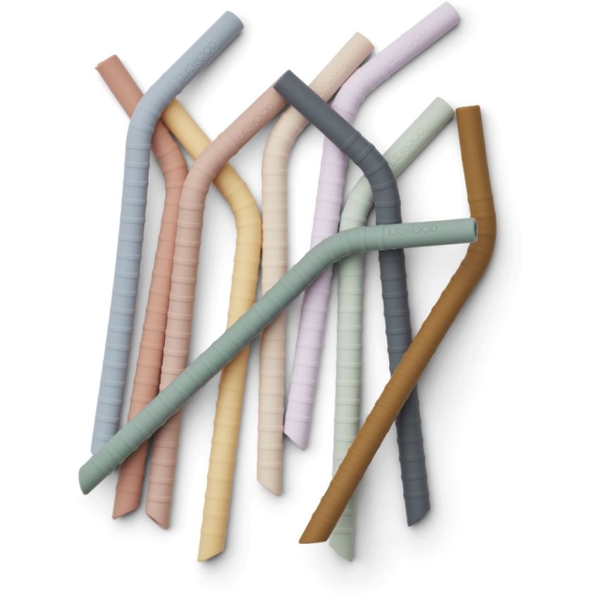 LIEWOOD - Jonas Silikon Trinkhalme Set Caramel Multi