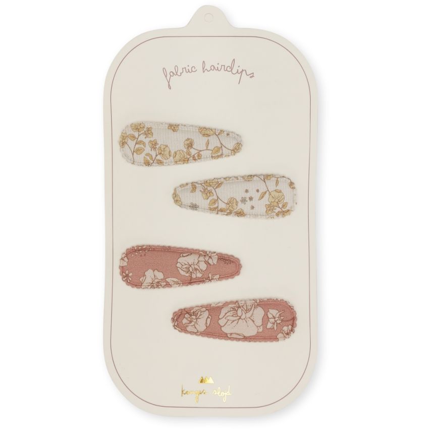 Konges Sløjd - Haarclips Tropfen Stoff Blümchen Rosa - Gelb