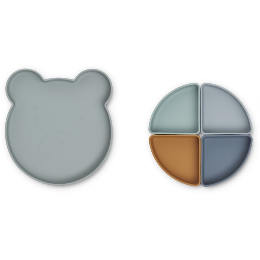 LIEWOOD - Arne Silikon Menü Snackteller Mr Bear Blue Mix
