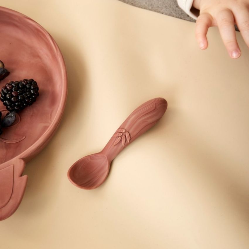 nuuroo - Silikon Babylöffel Marmor Rot
