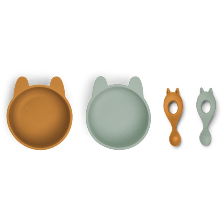 LIEWOOD - Evan Schale & Löffel Set Rabbit Mustard - Peppermint