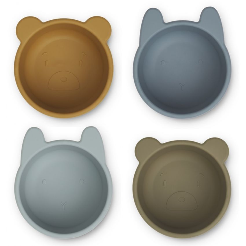 LIEWOOD - Malene Silikon Schalen Set Caramel - Blue Multi Mix