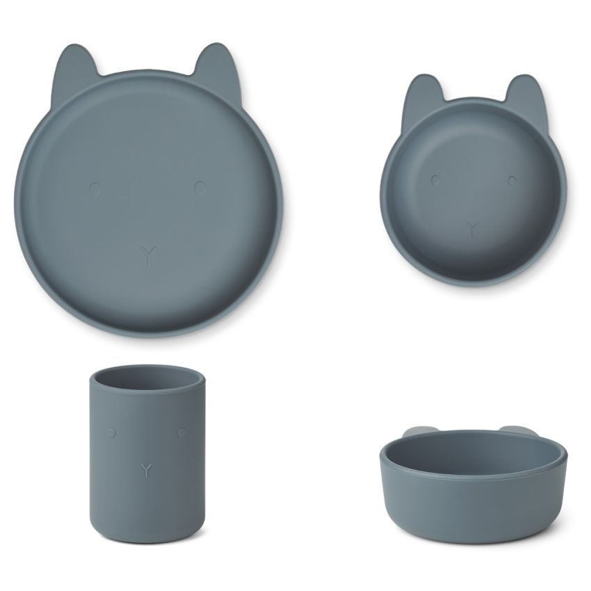 LIEWOOD - Cyrus Silikon Schalen Set Rabbit Whale Blue