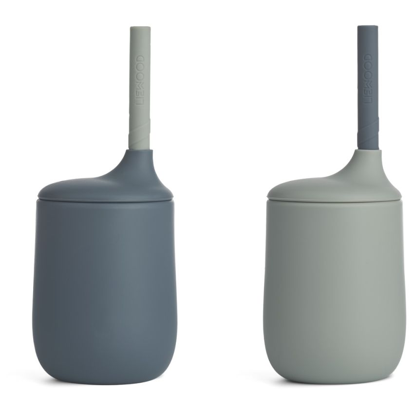 LIEWOOD - Ellis Strohhalm Becher Set Whale Blue - Dove Blue