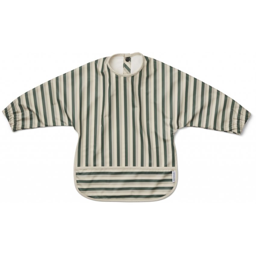 LIEWOOD - Merle Lätzchen Langarm Stripe Garden Green, Sandy, Dove Blue