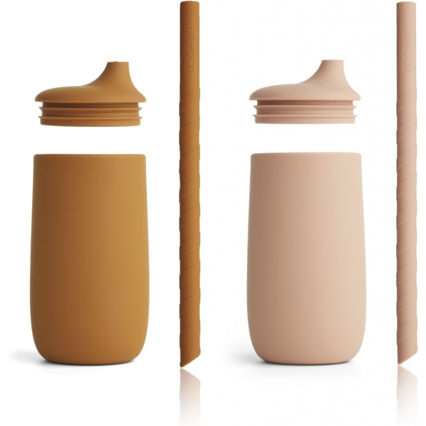 LIEWOOD - Dylan Strohhalm Becher Set Mustard / Dark Rose