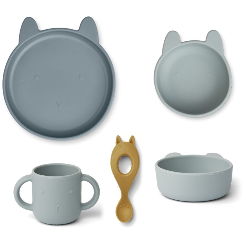 LIEWOOD - Vivi Geschirrset 4-teilig Rabbit Blue Mix