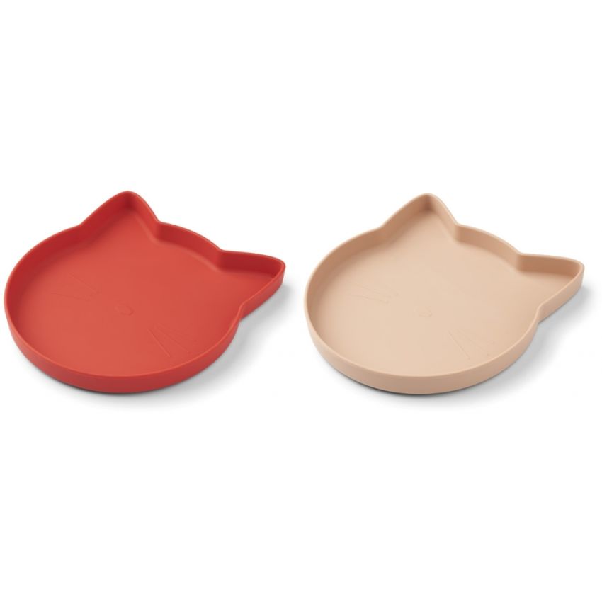 LIEWOOD - Silikon Teller Set Marty Cat Apple Red / Rose