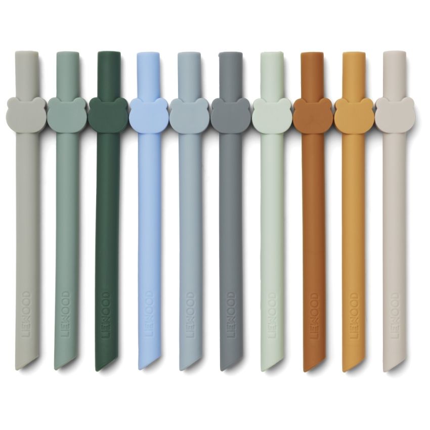 LIEWOOD - Badu Silikon Trinkhalme Set Blue Wave Multi