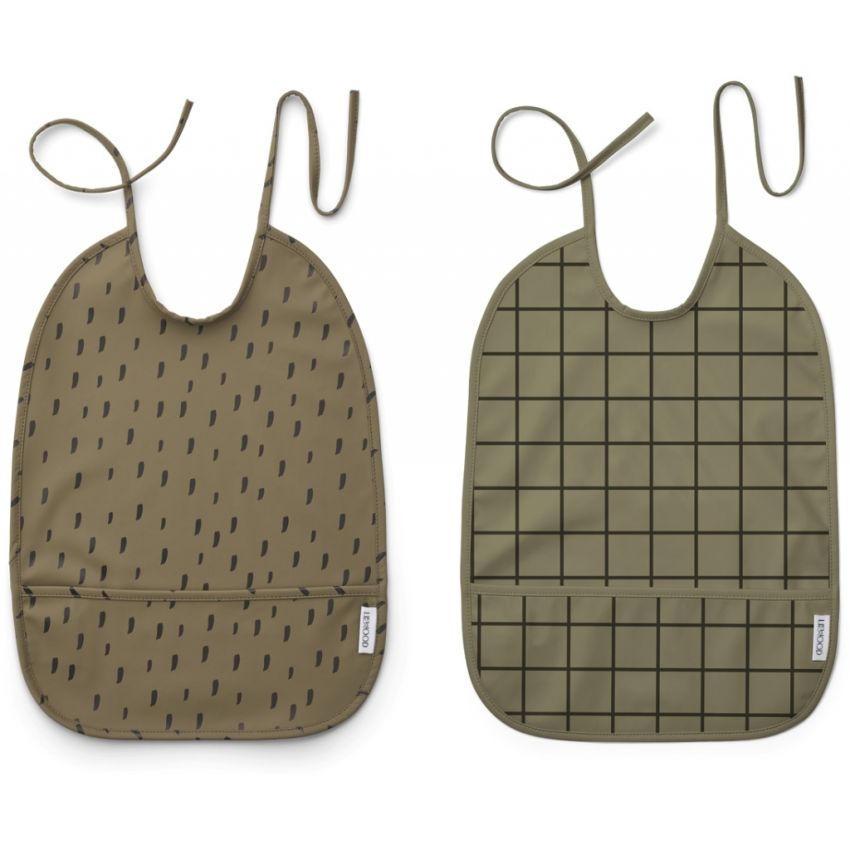 LIEWOOD - 2er Set Lai Lätzchen Check Khaki Mix