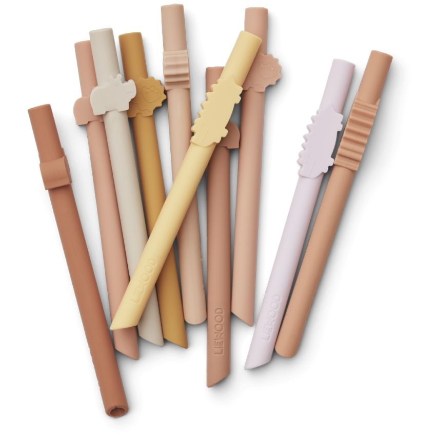 LIEWOOD - Badu Silikon Trinkhalme Set Safari Rose Mix