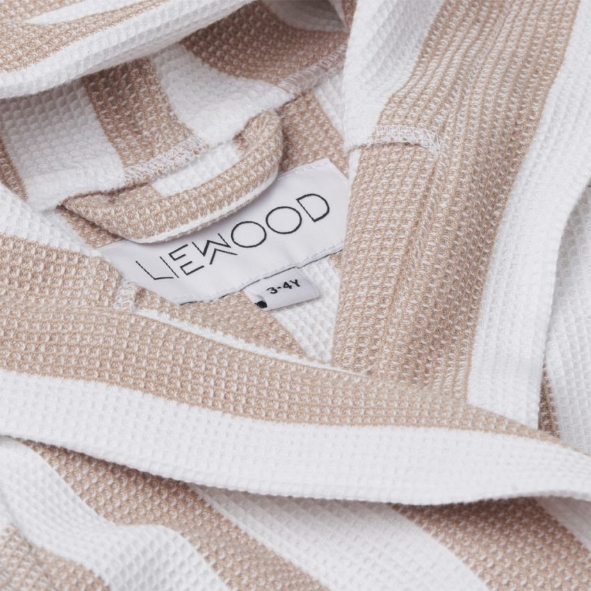 LIEWOOD - Gray Wellness Bademantel Waffelstoff Pale Tuscany - Weiss