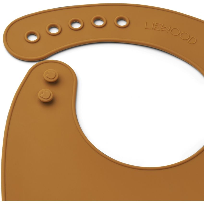 LIEWOOD - 2er Set Ilana extralang Lätzchen Mustard - Dark Rose