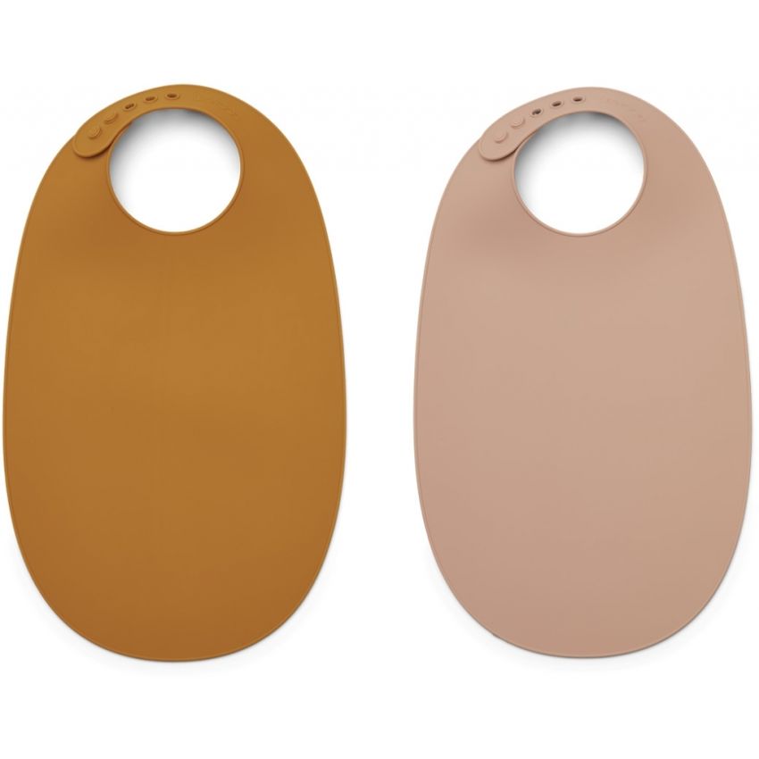 LIEWOOD - 2er Set Ilana extralang Lätzchen Mustard - Dark Rose