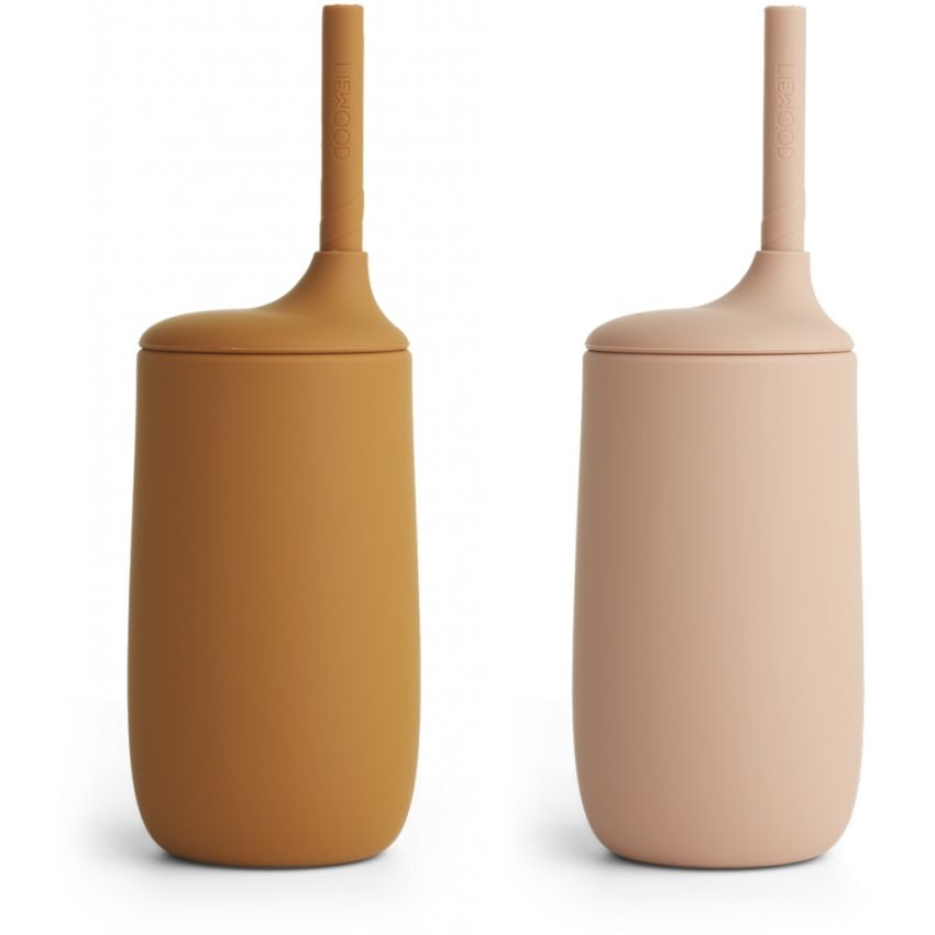 LIEWOOD - Dylan Strohhalm Becher Set Mustard / Dark Rose