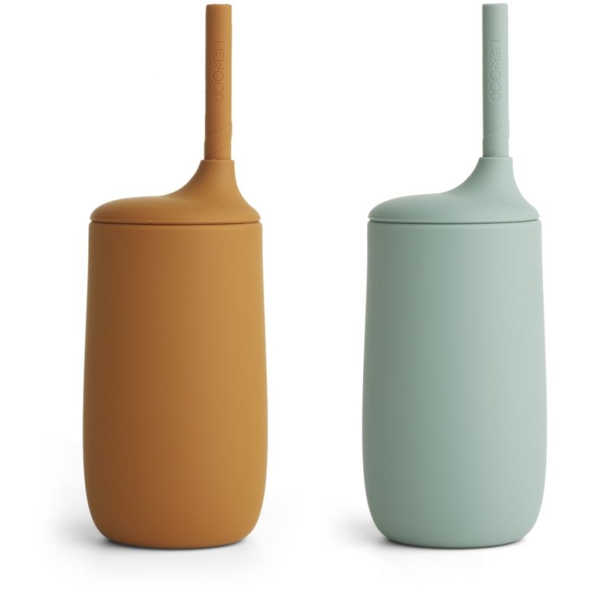 LIEWOOD - Dylan Strohhalm Becher Set Mustard / Peppermint